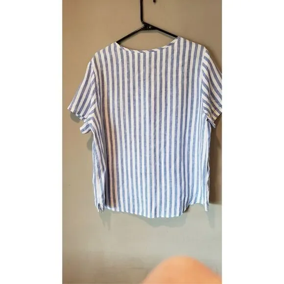 Christian Siriano 100% Linen Striped Top XL - Picture 6 of 6